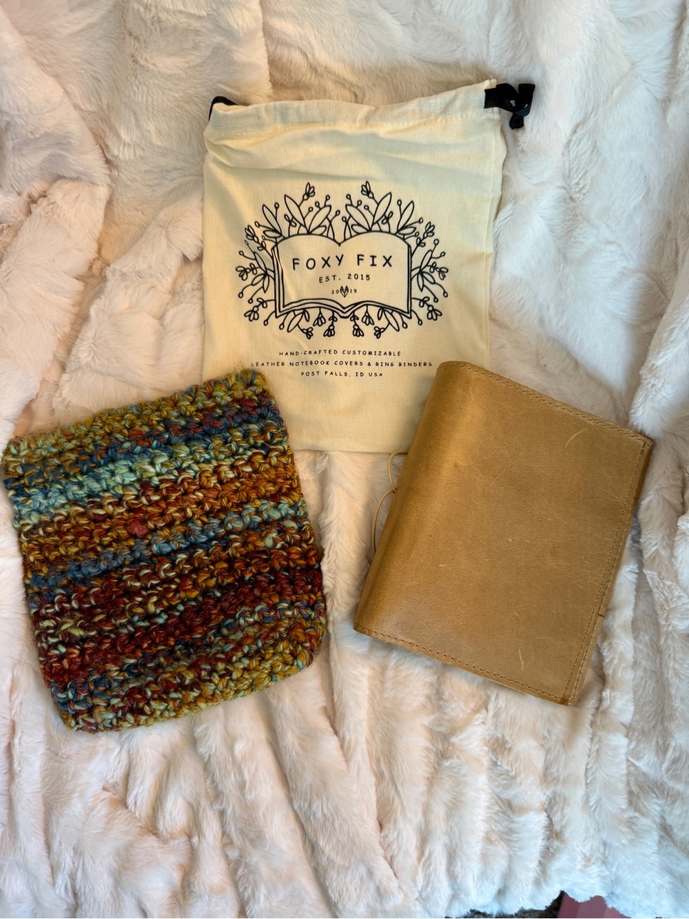 Foxy Fix A6 ring planner and handspun cozy
